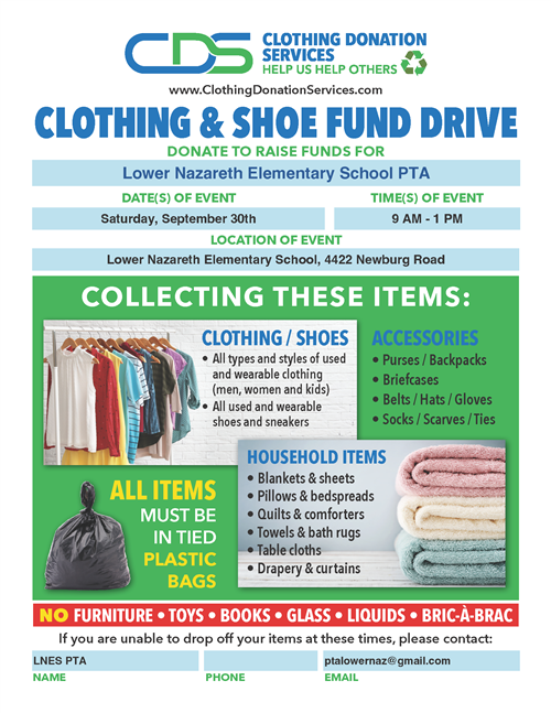 LNES PTA Clothing Drive